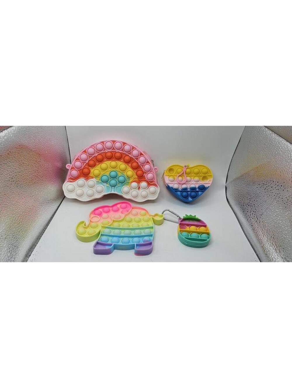 Set of 4 Rainbow-Themed Pop It Fidget Toys